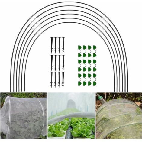 Lot de 18 arceaux pour serre tunnel – Fibre de verre et acier galvanisé – Résistant aux intempéries – Pour protection des plantes