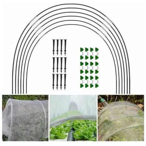 Lot de 18 arches pour serres tunnels, supports pour plantes, structure de culture en fibre de verre pour jardins.