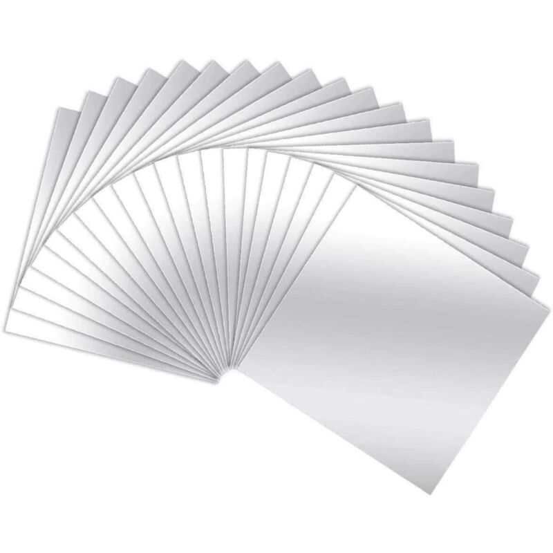 Lot de 18 Autocollant Miroir,Miroir Adhésive Feuilles Miroir Muraux Miroir Plastique Miroir Autocollant Miroir de Carrelage Flexible Non Verre