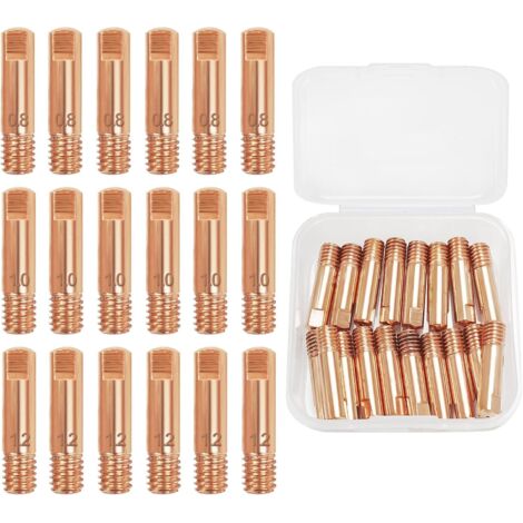 Lot De 30 Pièces De Rechange Pour Torche Soudage MIG/MAG – Compatible MB15, 15AK, MIG200, MIG250, Embouts Contact 0.8mm Et 1.0mm