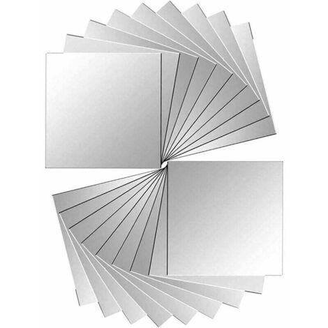 Lot de 18 carreaux miroir autocollants miroir mural pour décoration murale argent 15 x 15 cm
