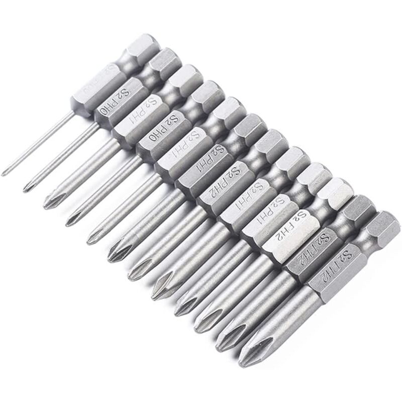 Lot de 18 embouts de tournevis cruciformes cruciformes 50 mm avec tige hexagonale magnétique 6,35 mm