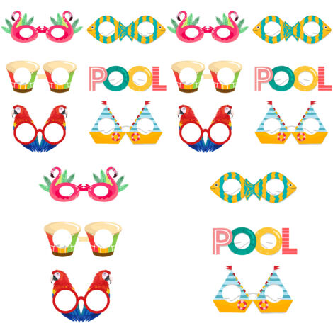 Lot de 18 lunettes hawaïennes en papier pour fête d'été, accessoires photo tropicaux, décorations de fête sur la plage