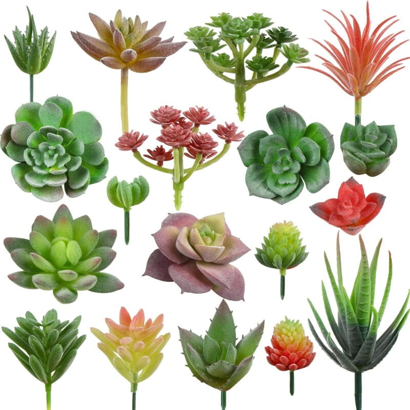Feiyue - Lot de 18 mini plantes succulentes artificielles floquées pour décoration murale florale, jardin, maison, bureau, sans pot