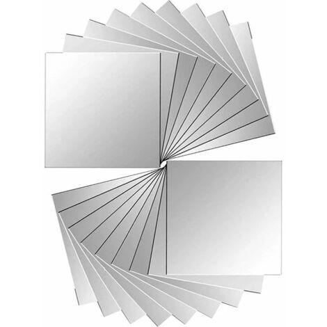 Lot de 18 pièces miroir carreaux autocollant miroir autocollant miroir mural pour décoration murale argent 15 x 15 cm