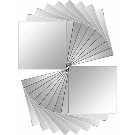 Lot de 18 pièces miroir carreaux autocollant miroir autocollant miroir mural pour décoration murale argent 15 x 15 cm