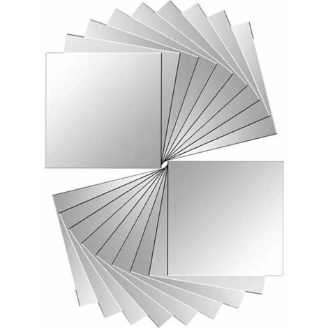 Lot de 18 pièces miroir carreaux autocollant miroir autocollant miroir mural pour décoration murale argent 15 x 15 cm