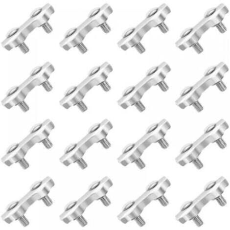 Lot de 18 pinces à câble M2 en acier inoxydable 304 - Serre-câbles double pour fils métalliques 1-1.6mm (3cm)