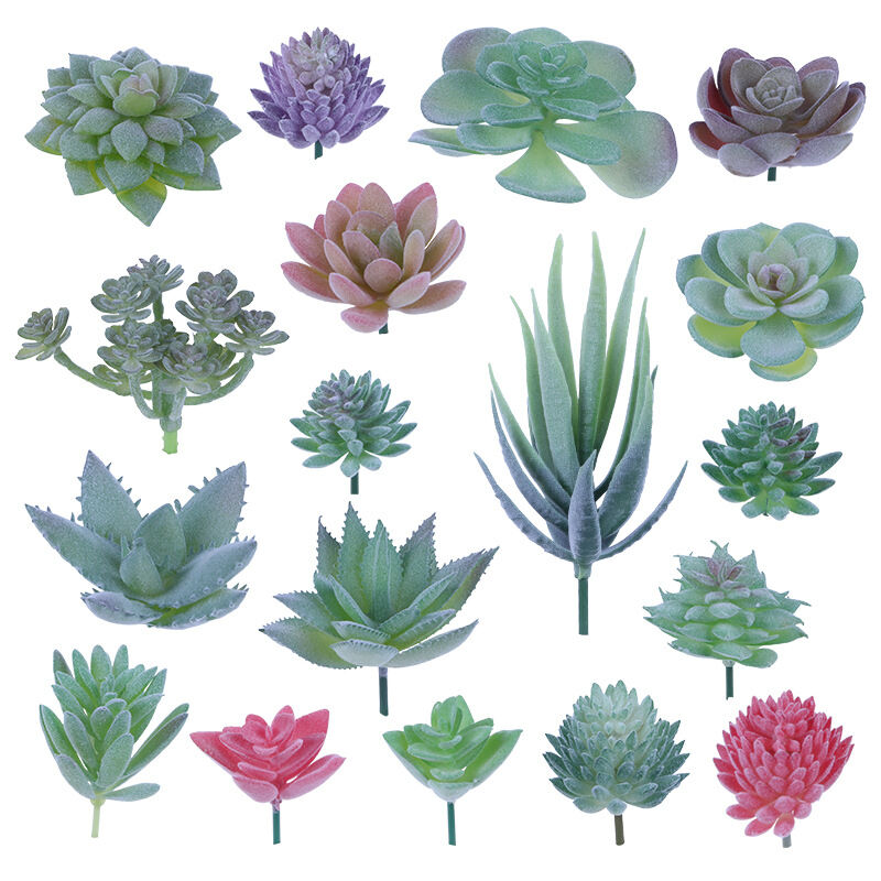 Ersandy - Lot de 18 Plantes Artificielles Succulentes Flocage sans Pot Mini Fausses Plantes Succulentes pour Lotus Paysage Décoratif Jardin