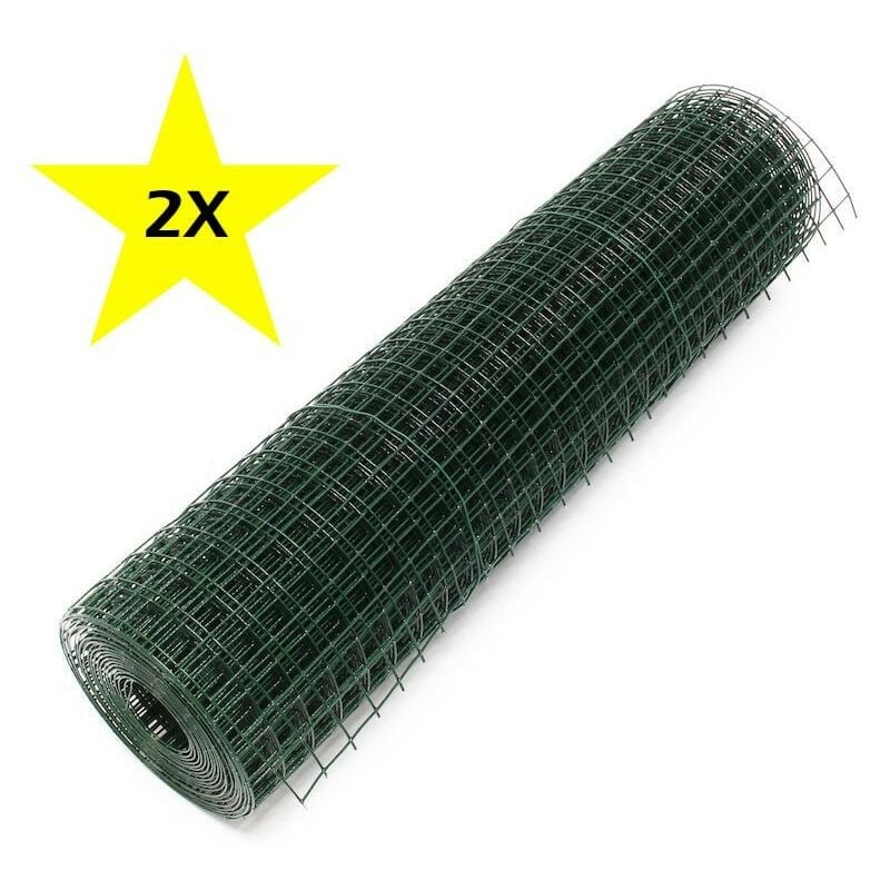 Lot de 2 : 10 m De Grillage à Poules Vert 12mm 1m de haut Pour Clapier, Poulailler, Volière - Vert