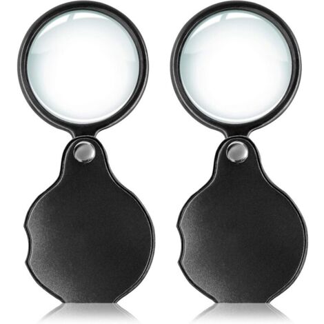 Lot de 2 10x petite loupe de poche mini loupe pliante de qualité supérieure avec couvercle pivotant pour la lecture, la science, les bijoux, les loisirs, les livres, 1,96"