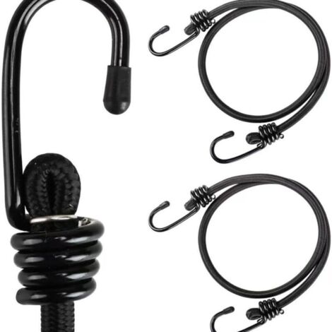 Lot de 2 120 cm tendeurs élastiques résistants avec crochets pour voiture, caravane, camping, camping car