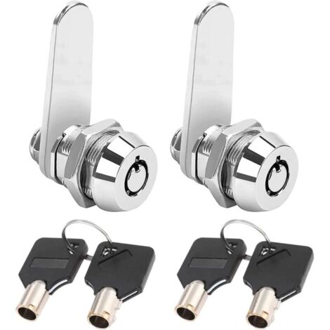 Lot de 2 16mm serrure à came tubulaire à filetage, serrure à cylindre verrou de sécurité pour barillet boîte aux lettres pour porte, tiroir, placard, boîte aux lettres avec clés identiques