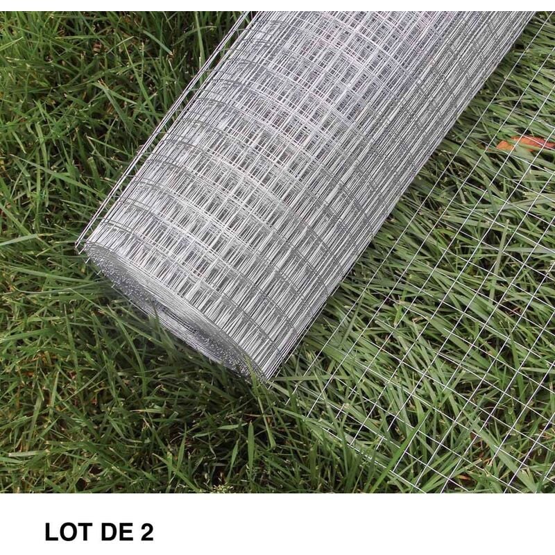Lot de 2 : 25 m. Grillage à Poules 19mm. Clapier, Poulailler, Volière - Acier