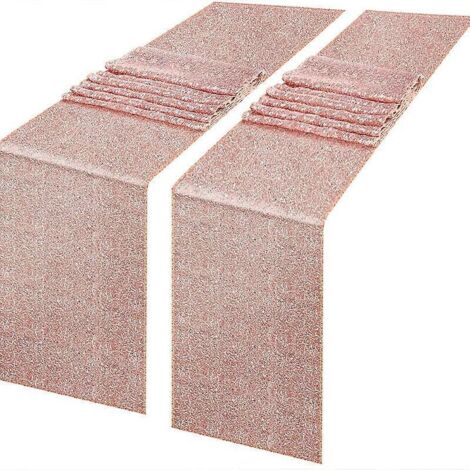lot De 2 30180cmchemin De Table Paillettes Rondes Paillettes Tissu Pour Mariage Fte D'anniversaire Baby Showers Nappe Dcoration