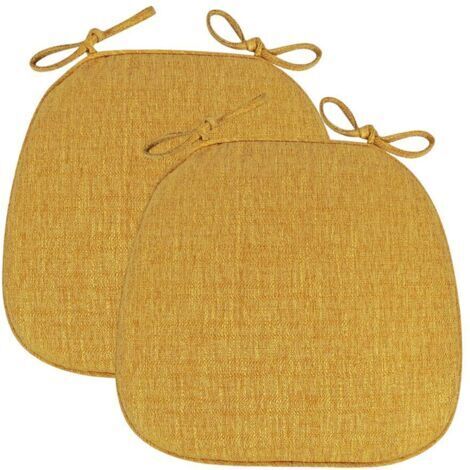 Lot de 2 (43x41x35cm) Coussin/Galette de Chaise ，avec Rubans，Forme de Trapèze Assise，Lavable déhoussable Antidérapant Coussin de Siège for Cuisine, Salle Manger, Jardin, Bureau