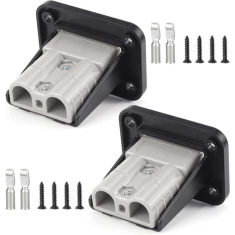 Lot de 2 50A Prise encastrée Prise de Charge, Batterie Connecteur avec Plaque de Montage Compatible avec Les Anderson SB50, Montage Encastré, pour Caravane Camion Chariot élévateur