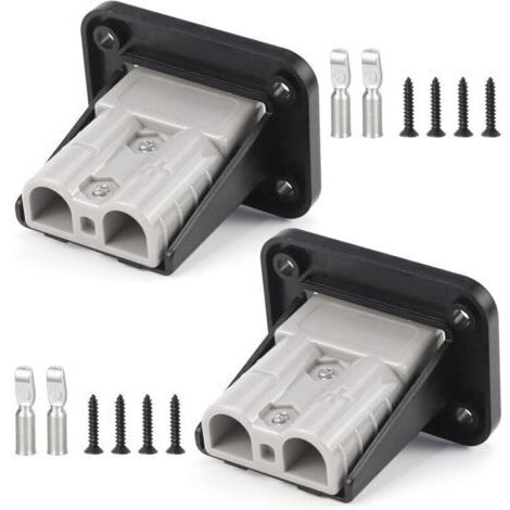 Lot de 2 50A Prise encastrée Prise de Charge, Batterie Connecteur avec Plaque de Montage Compatible avec Les Anderson SB50, Montage Encastré, pour Caravane Camion Chariot élévateur
