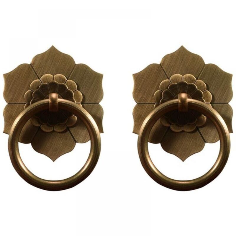 Serbia - Lot de 2 6CM anneaux de poignées en laiton antique pour armoires de cuisine, armoire, tiroir, matériel de meubles vintage, anneaux de