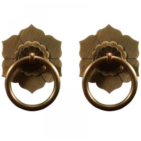 Lot de 2 6CM anneaux de poignées en laiton antique pour armoires de cuisine, armoire, tiroir, matériel de meubles vintage, anneaux de traction de style rétro (bronze antique)