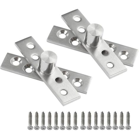 Lot de 2 (75 x 17 mm) charnières pivotantes à 360° en acier inoxydable   Pivot de porte caché   Charnière rotative dissimulée robuste