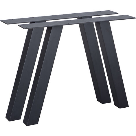 Lot de 2 A-Pieds de Table l'extérieur en Métal - Noir - 72x79x10 cm - Tablo