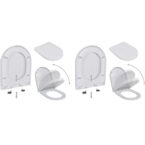 Lot de 2 Abattant adulte pour WC avec frein de chute - Siège WC Plastique Blanc BV605505 - BonneVie