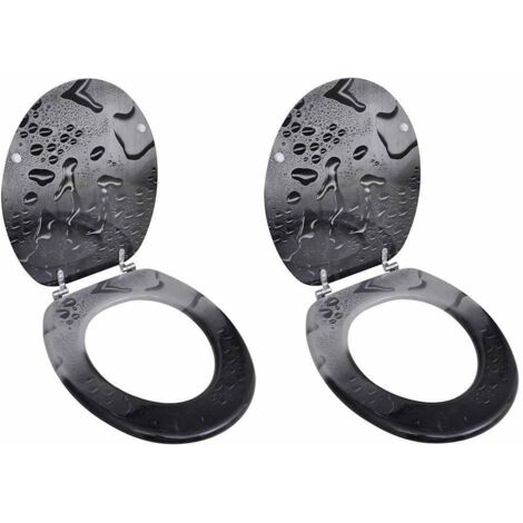 Lot de 2 Abattants adulte pour WC avec couvercles - Siège WC MDF Goutte d'eau BV131087 - BonneVie