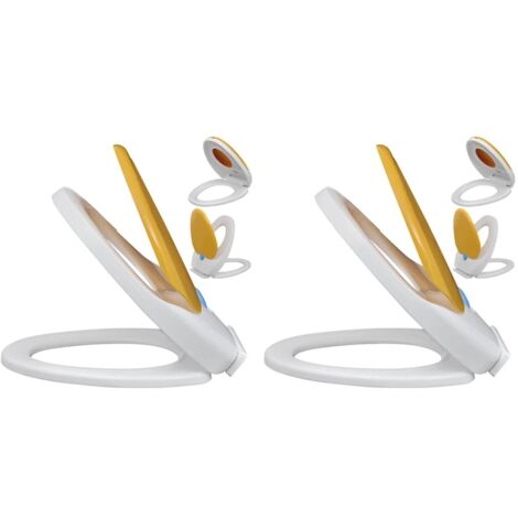 Lot de 2 Abattants WC  Sièges de Toilette et couvercles Plastique Blanc et jaune 53755