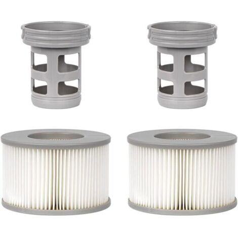 Lot de 2 Accessoires de Spa pour MSP, Comprend 2 adaptateurs de Base à Visser de Rechange, 2 filtres de Piscine gonflables à Ressort, Filtre de Piscine de Type Spa ondulé
