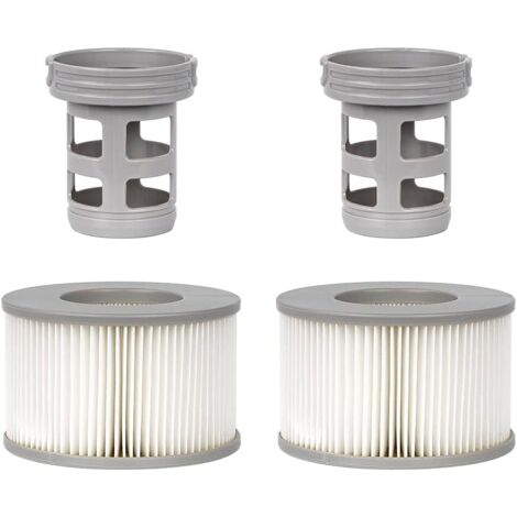Lot de 2 Accessoires de Spa pour MSP, Comprend 2 adaptateurs de Base à Visser de Rechange, 2 filtres de Piscine gonflables à Ressort, Filtre de Piscine de Type Spa ondulé