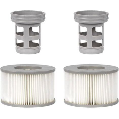 Lot de 2 Accessoires de Spa pour MSP, Comprend 2 adaptateurs de Base à Visser de Rechange, 2 filtres de Piscine gonflables à Ressort, Filtre de Piscine de Type Spa ondulé