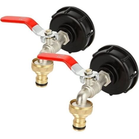 Lot de 2 Adaptateur de Réservoir IBC, Robinet Cuve 1000L, Robinet Cuve à Filetage 1/2\'\", Robinet Recuperateur Eau pour Recuperateur