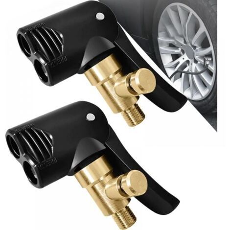 Lot de 2 Adaptateur de Valve de Pneu de Voiture,Embout Gonfleur, Adaptateur de Valve de Voiture à Levier, Adaptateur de Valve de Pompe à Air pour Voiture ou Camion, Vélo, Moto