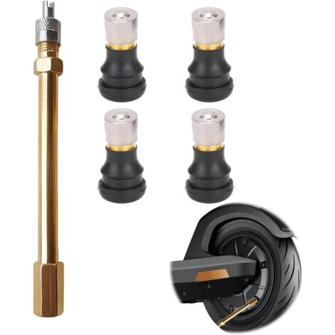 Lot de 2 Adaptateur de valve, Rallonge métal, Système anti-retour, Accessoire pneu tubeless, Pour trottinette électrique
