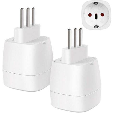 【Lot de 2】 Adaptateur de voyage Italie, prise européenne 2 broches vers prise 3 broches type L, adaptateur de prise Italie pour Syrie, Uruguay, Chili, Maldives