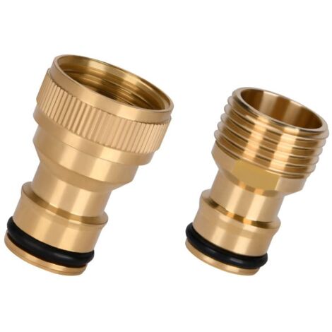 Lot de 2 Adaptateur Tuyau Arrosage, Raccords d'arrosage en Laiton, 1/2" Rapides Ensemble Connecteur pour Tuyau d'arrosage, Arrosage Outils de Jardin, Cuisine
