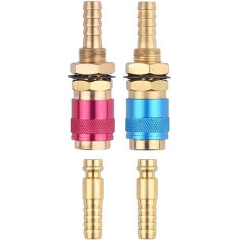 Lot de 2 adaptateurs de chalumeau de soudage Heavy Duty M 6/8/10 en laiton - Connexion rapide - Raccords en laiton - Torche de soudage TIG