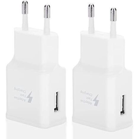 lot De 2 Adaptateurs De Charge Usb Rapides Pour Samsung S22/s21/s20/s10/s10e/s6/s7/s8/s9/edge/plus/active/a72/a53 5g, Note 5 8, Note 9, Note10/20/