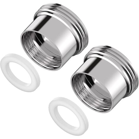 Lot de 2 adaptateurs de robinet, filetage intérieur F18(17mm） vers filetage extérieur M22（21.5mm）, adaptateur d'aérateur, idéal pour aérateur et lavabos (argenté, F18-M22)