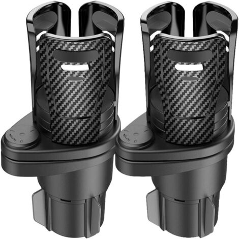 Lot de 2 adaptateurs d'extension pour porte-gobelets de voiture, porte-gobelets polyvalent pour véhicule, support double rotatif à 360° avec support réglable.