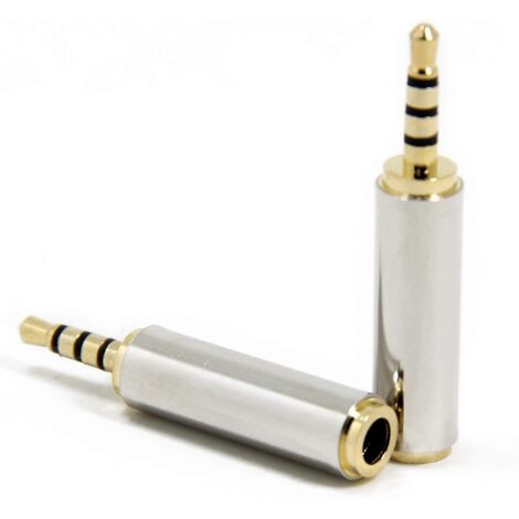 Lot de 2 adaptateurs jack 3,5 mm (1/8 pouce) vers prise jack TRRS mâle 2,5 mm pour connecter un microphone Sennheiser, Bose ou V-Moda BoomPro et un récepteur Bluetooth
