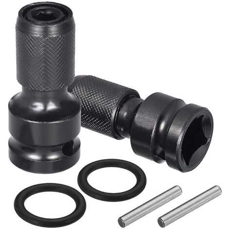 Lot de 2 adaptateurs pour douille carrée 1/2 pouce vers hexagonale 1/4 pouce, convertisseur de mandrin à dégagement rapide pour clé à cliquet à impact et porte-embouts de tournevis.