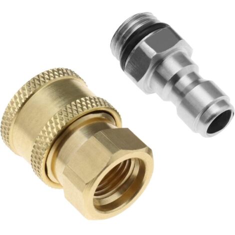Lot de 2 adaptateurs pour nettoyeur haute pression – Connecteurs rapides 1/4' vers M14 – Laiton et acier inoxydable – Raccordement sécurisé-Crezuo