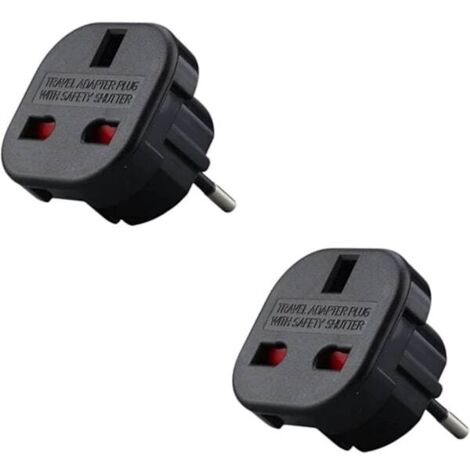 Lot de 2 adaptateurs - Prise britannique vers française - Adaptateur Royaume-Uni vers France - Type G vers Type C - Compact et léger - Protection contre les surtensions