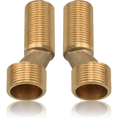 Lot de 2 adaptateurs S pour robinet de douche, filetage extérieur 3/4" vers 1/2" en laiton, raccord en S, décalé de 8 mm, longueur 75 mm, raccord de bras pivotant réglable, excentrique pour