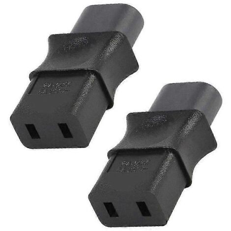 Lot de 2 adaptateurs secteur 2 broches IEC 320 C8 mâle vers IEC 320 C9 femelle 6 A/250 V, convertisseur de puissance industriel, noir