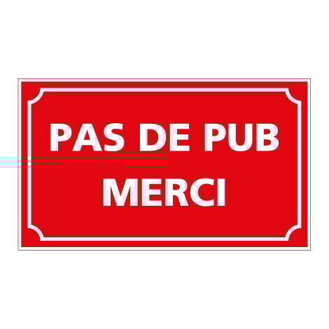 SIGNALETIQUE.BIZ FRANCE Lot de 2 ADHESIFS PAS DE PUB MERCI (G1404)