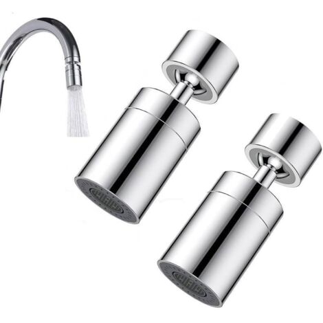 Lot de 2 aérateurs de robinet de cuisine universels, bec de robinet, aérateur de robinet pivotant, aérateur pivotant, bec de robinet de cuisine, robinet à jet de brise à 360 ° pour salle de bain et cu