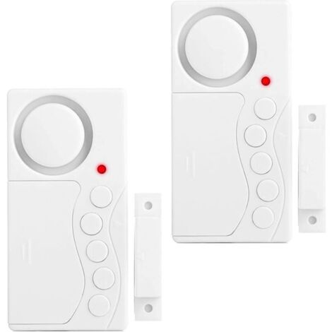 Lot de 2 alarmes de porte de congélateur, alarme de sécurité pour fenêtre, 3/15/30/60 secondes alarme de réfrigérateur sans fil, capteur de porte 4 en 1 sonnette alarme d'ouverture de porte forte108dB